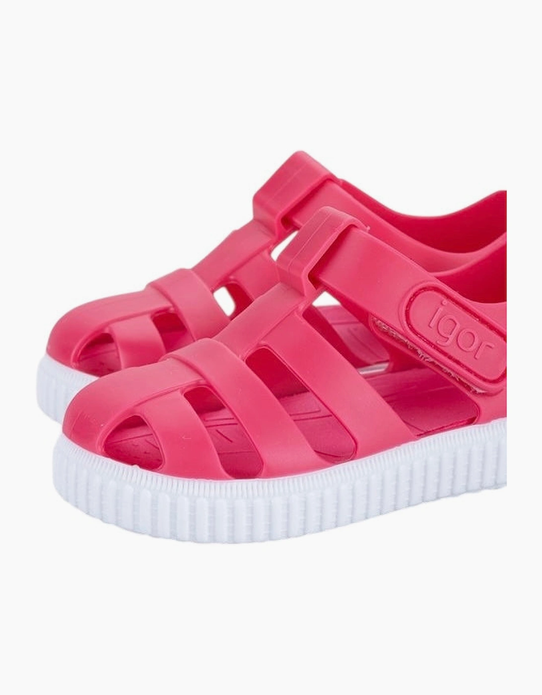 Girls Fuchsia Pink Velcro Strap Jelly Sandals