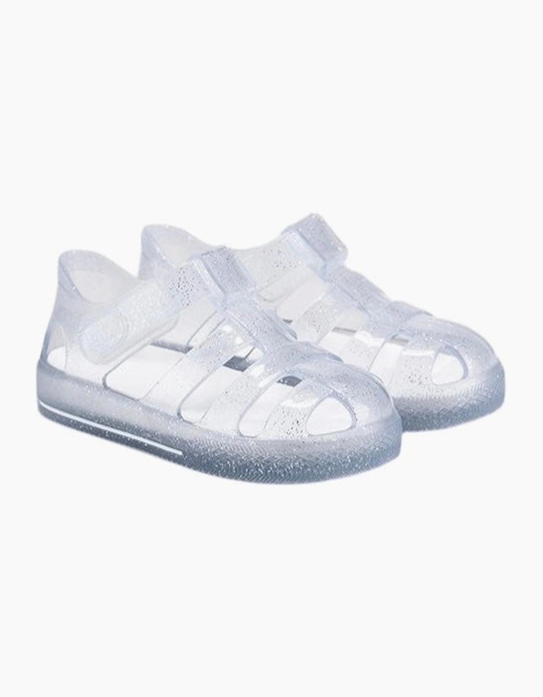 Girls Clear Glitter Velcro Strap Jelly Sandals, 5 of 4