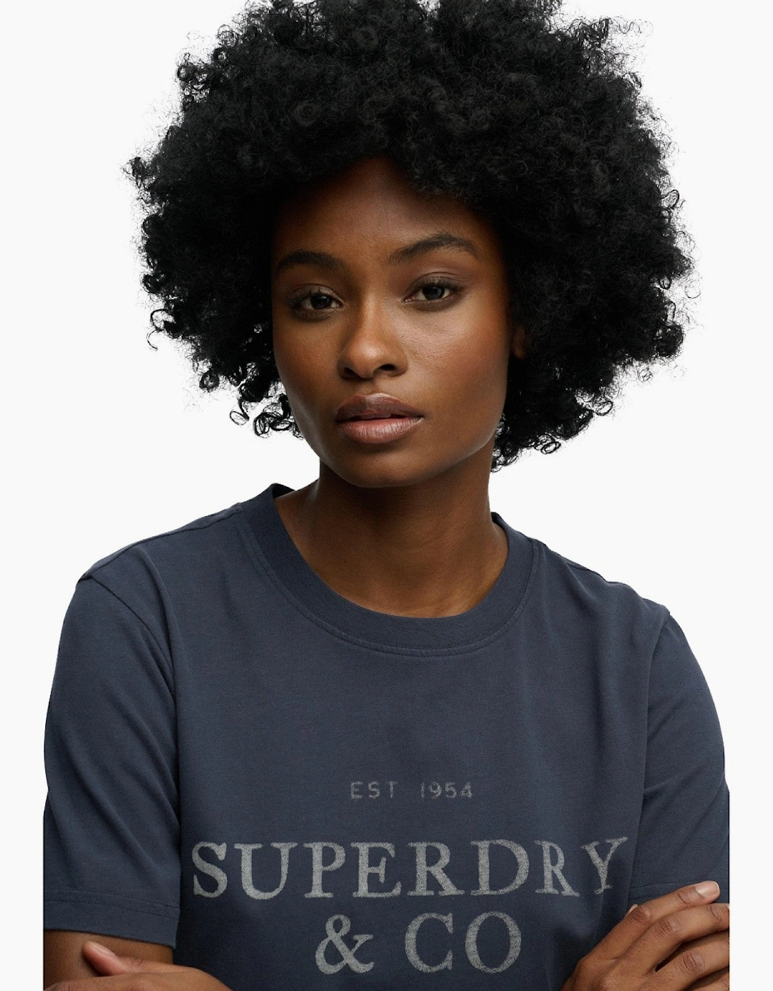 Superdry Women's Navy Luxe Casual Relaxed Short Sleeve T-Shirt - Size 12