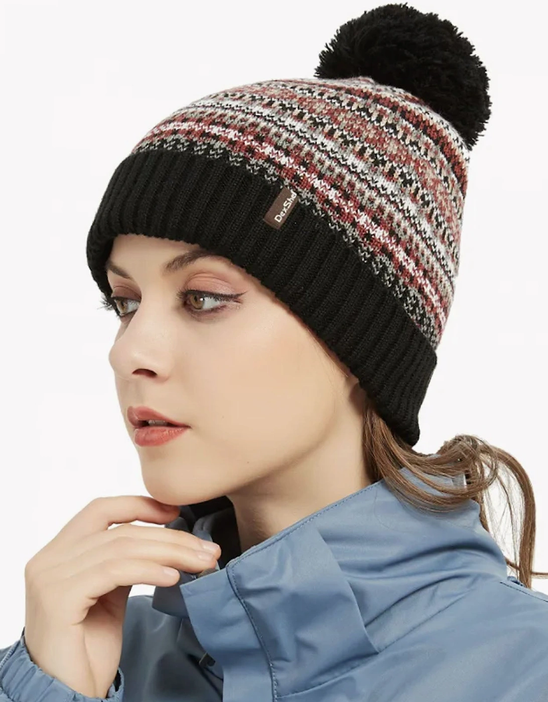 Unisex Fair Isle Waterproof Bohemian Fleece Lined Bobble Hat LXL, 2 of 1