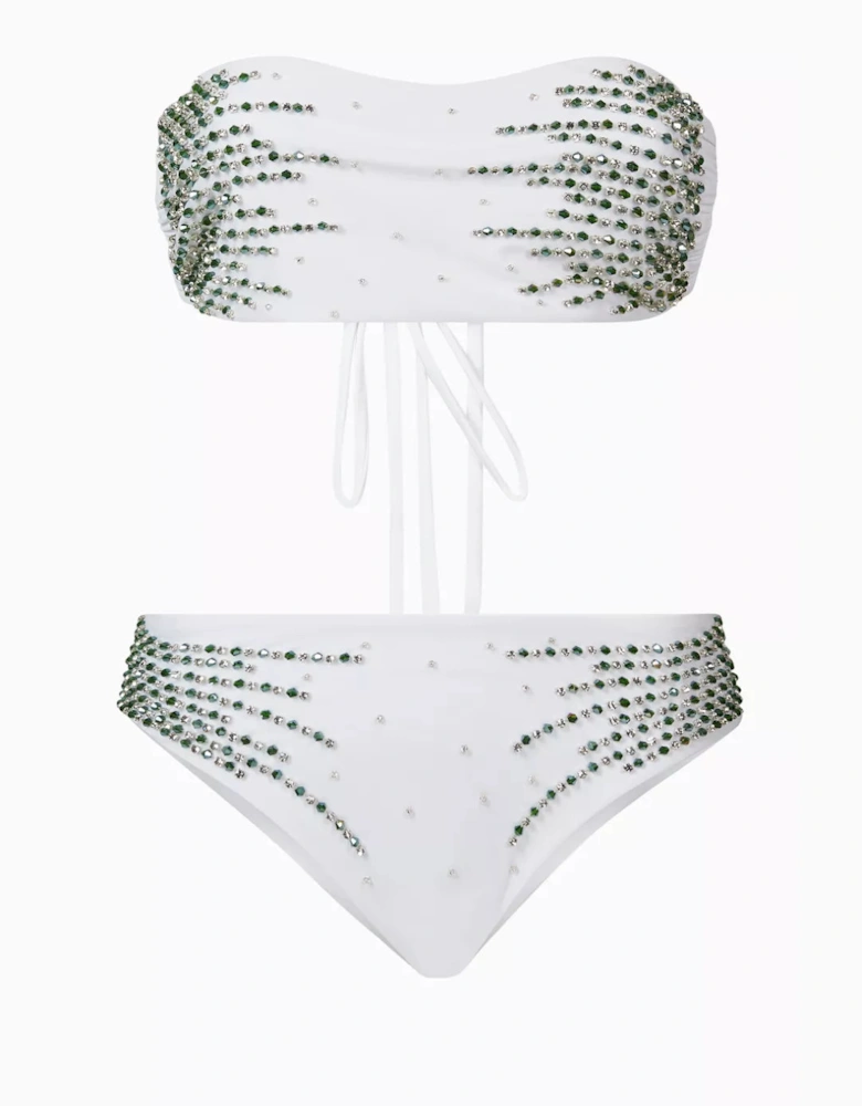 Ophelia Hand Embroidered Bikini Top White