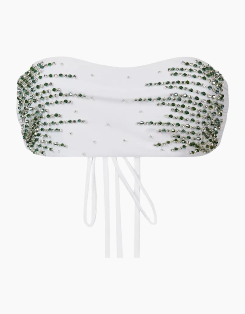 Ophelia Hand Embroidered Bikini Top White