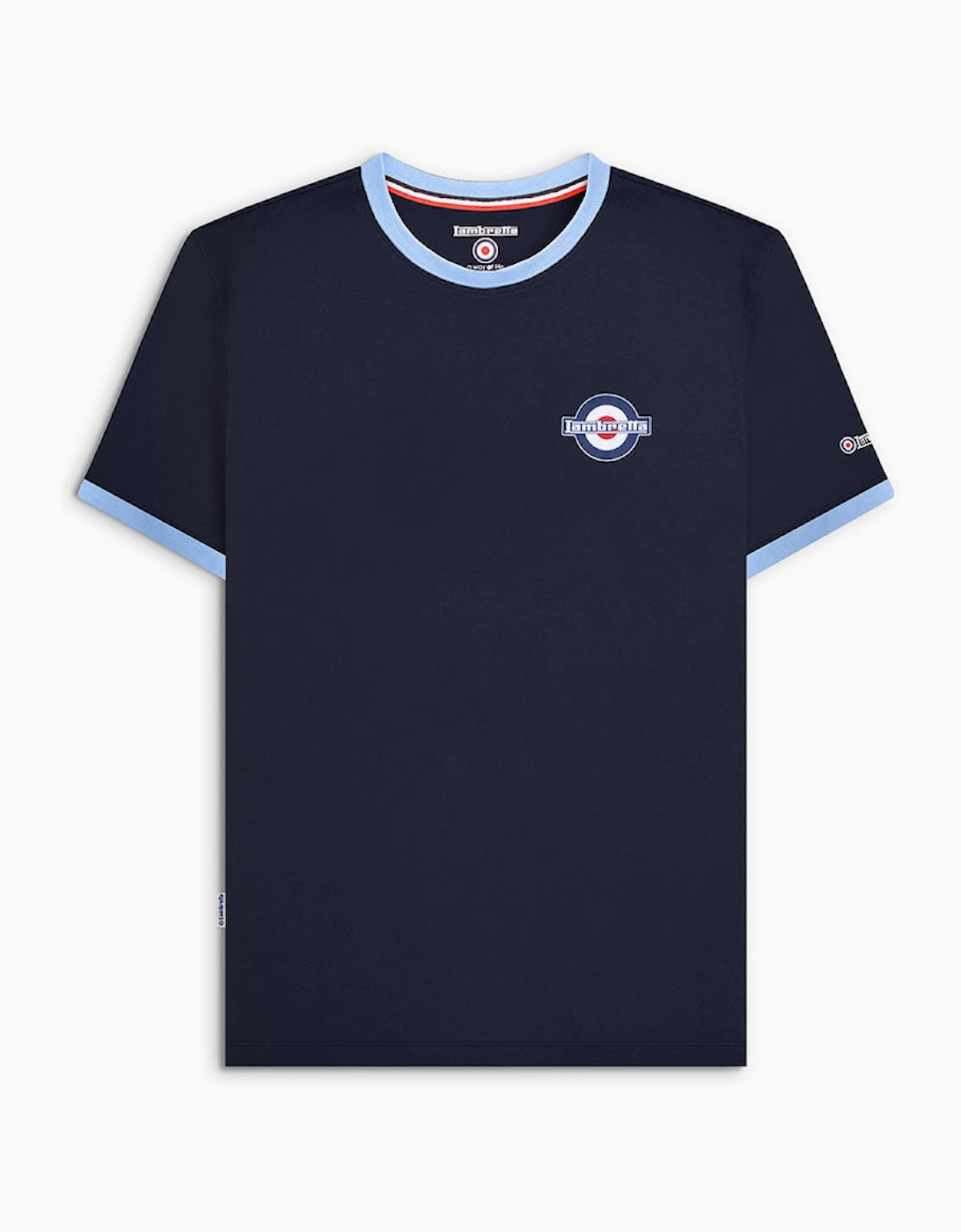 Mens Small Logo Ringer Retro T-Shirt - Navy, 2 of 1