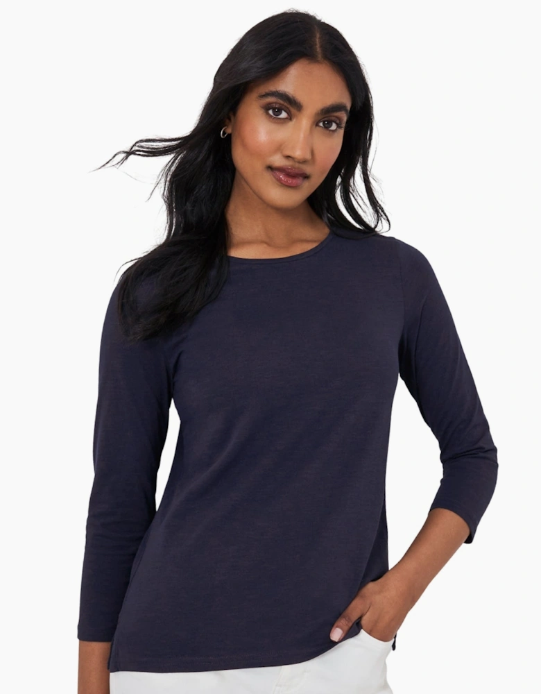 Mens 3/4 Sleeve Perfect Slub Crew Neck Sweatshirt