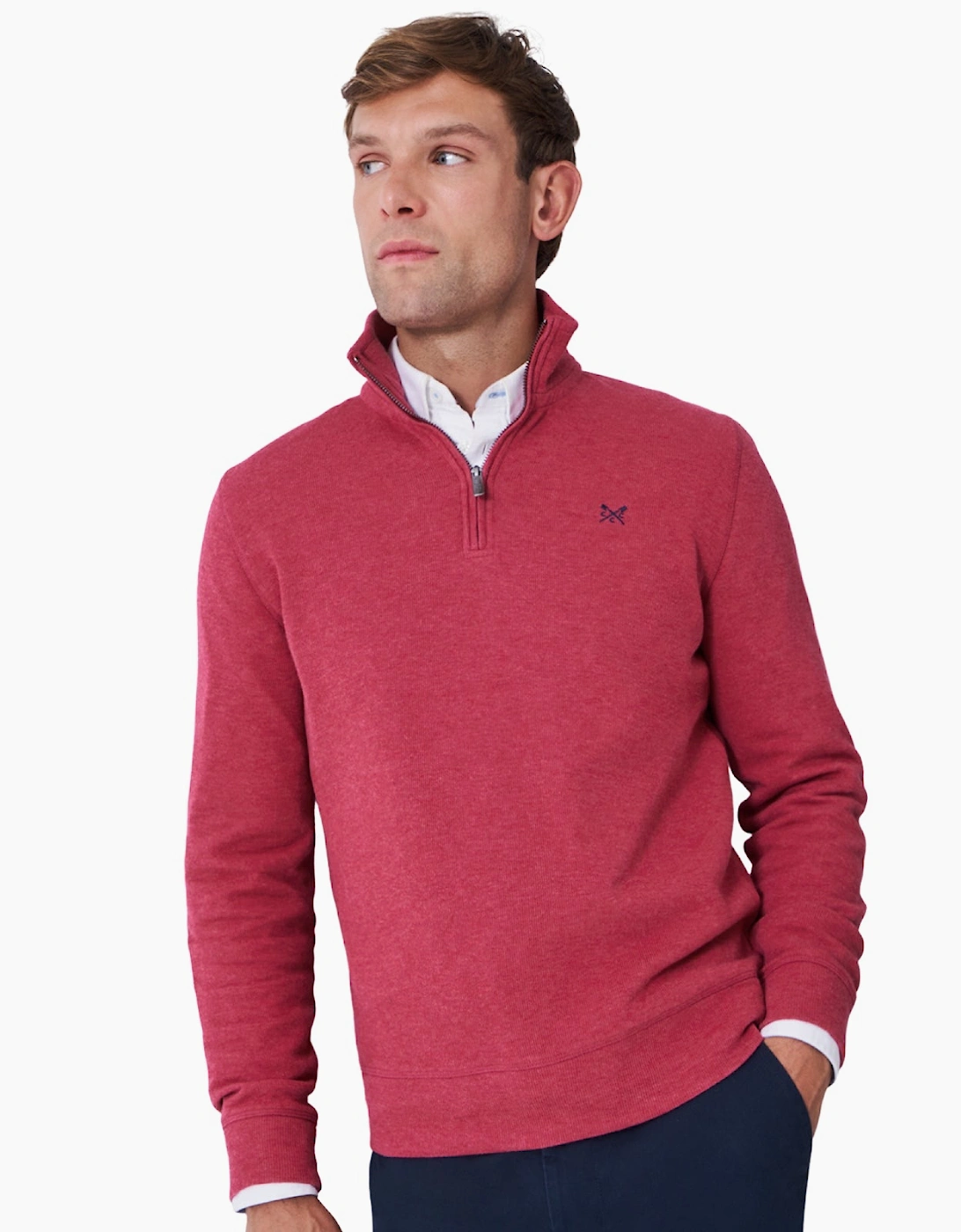 Crew Clothing Men's Whisteria Marl French Rib Half Zip Sweatshirt - Size: 2XL