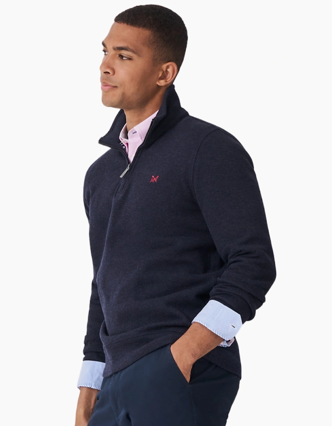 Crew Clothing Men's Crew Clothing Mens French Rib Half Zip Sweatshirt - Navy