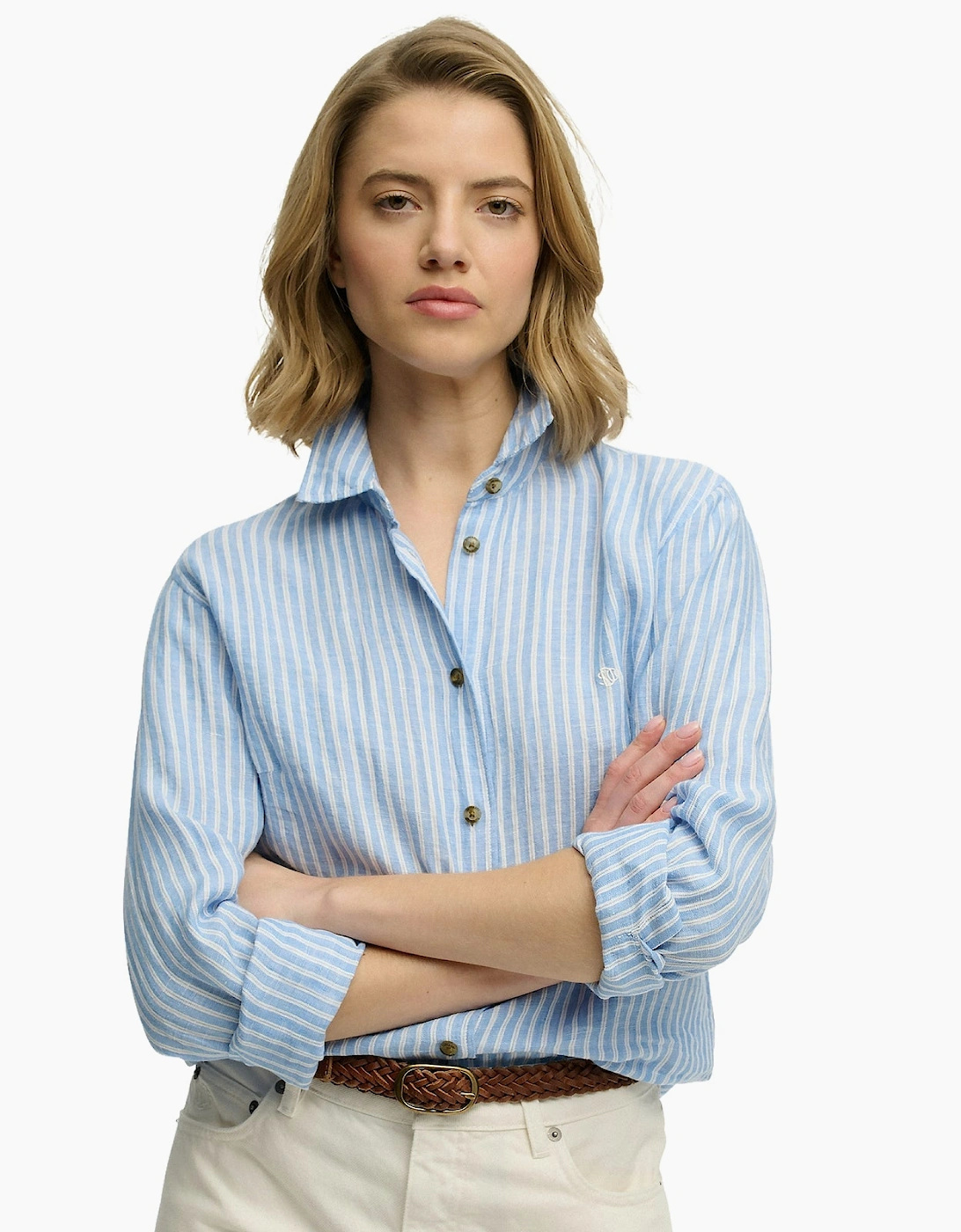 Womens Premium Linen Short Sleeve Shirt, 2 of 1