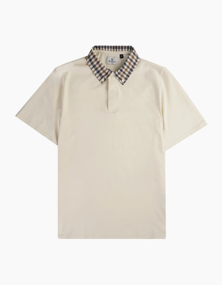 Supima Check Collar RIb Polo Shirt - Old White