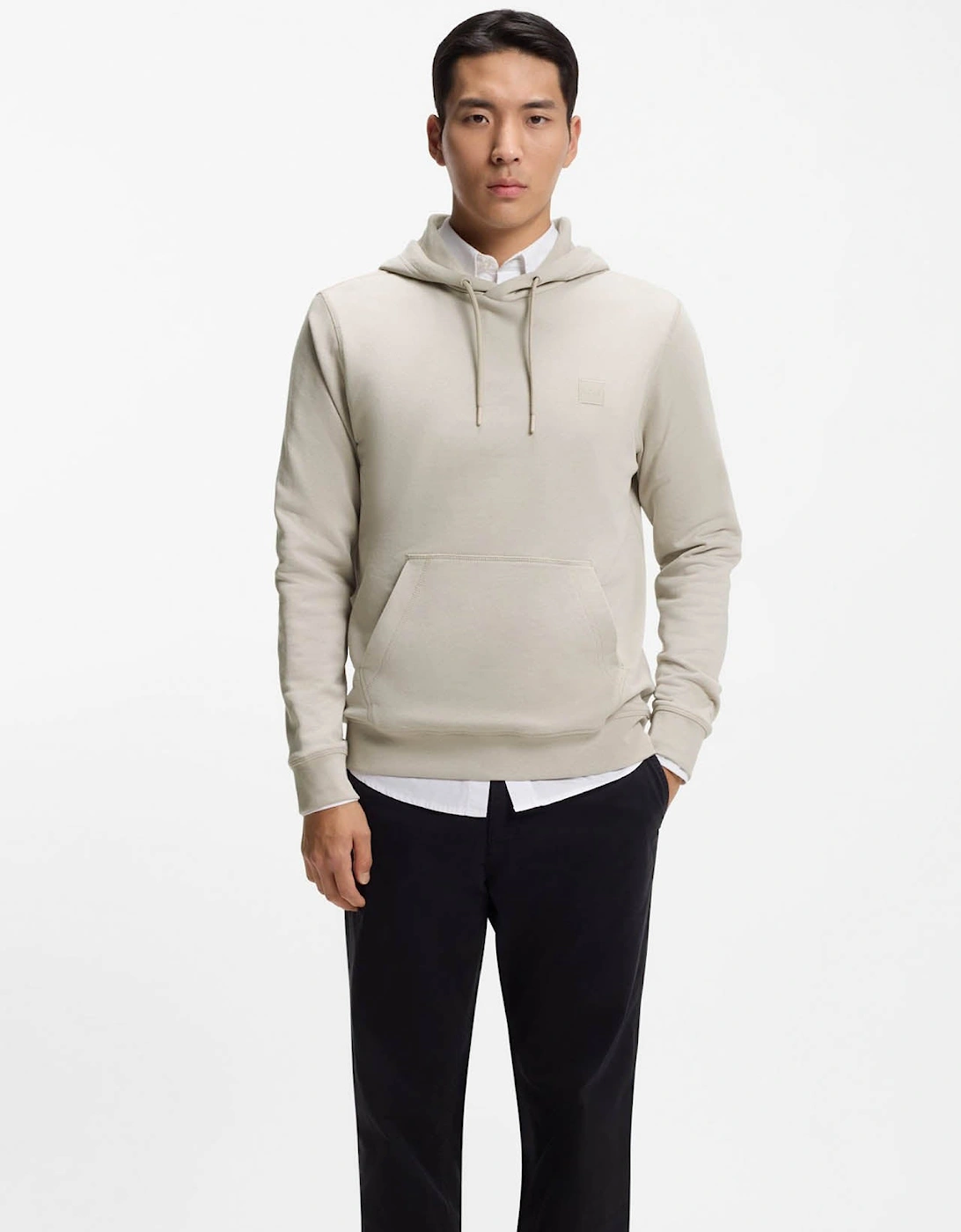 BOSS Orange Wetalk Mens Pullover Hoodie With Logo Patch - Open Grey 070