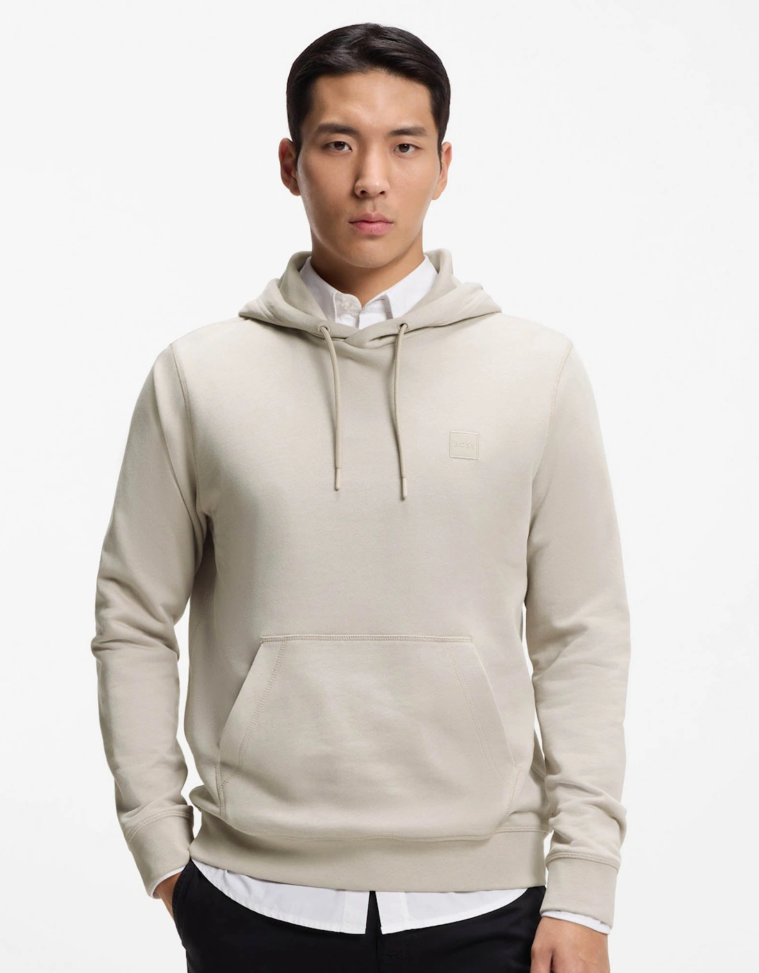Hugo Boss Men's Open Grey Boss Orange Wetalk Pullover Hoodie With Logo Patch - 070  38 M