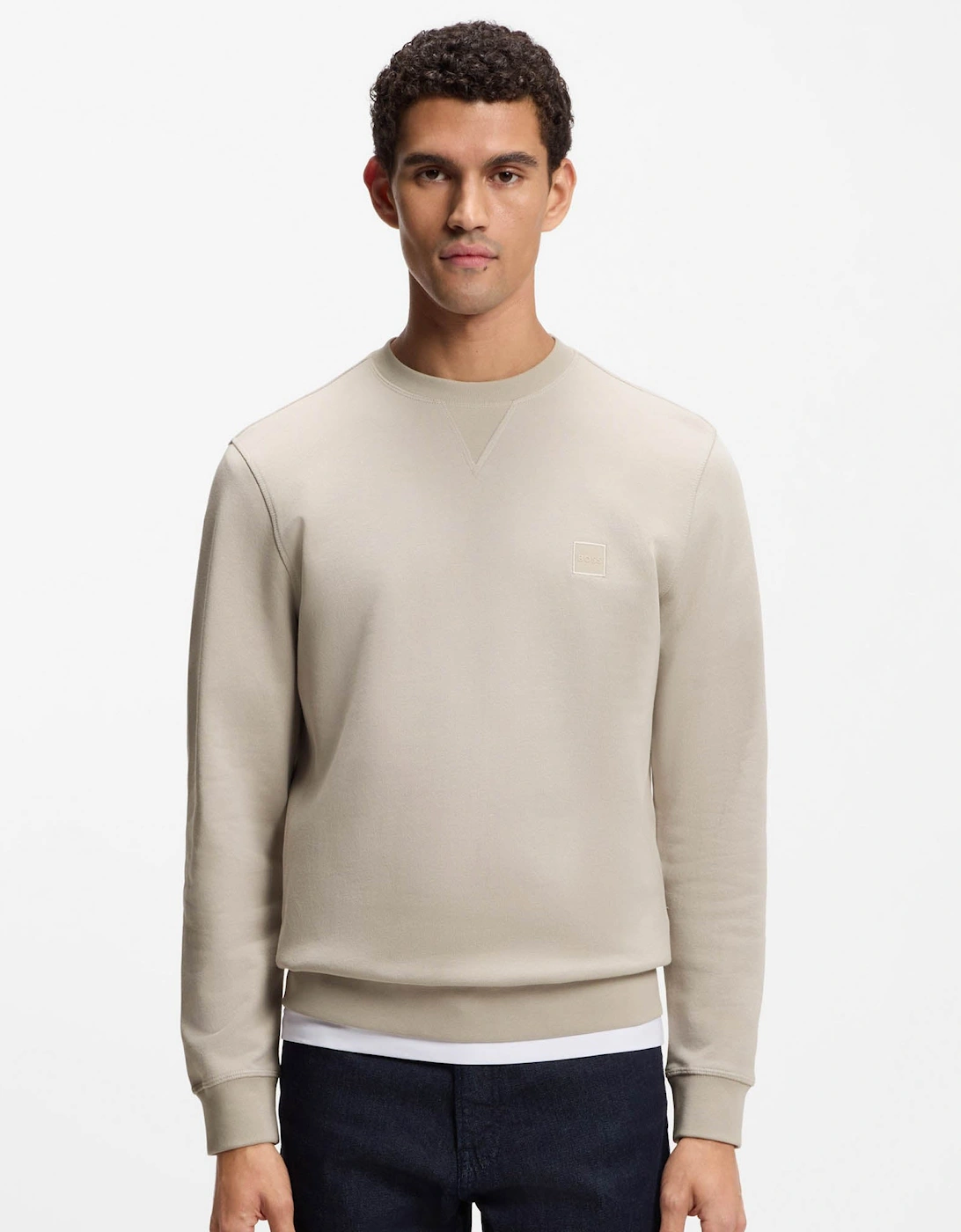 Hugo Boss Men's Open Grey Boss Orange Westart Crew Neck Sweatshirt With Logo Patch - 070  38 M