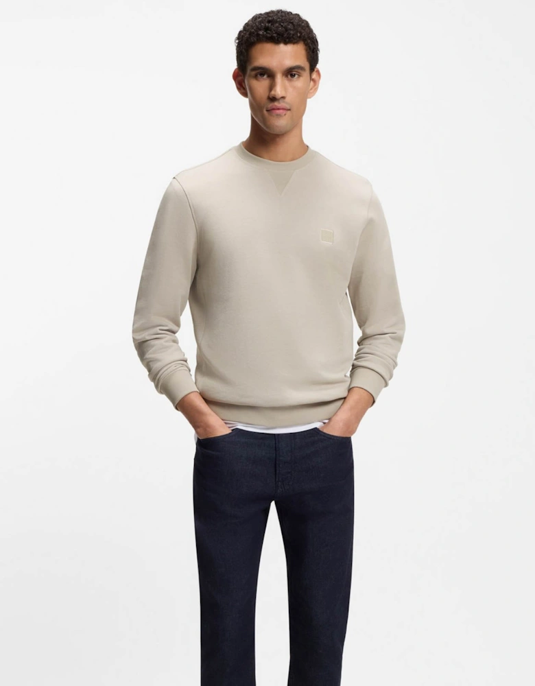 BOSS Orange Westart Mens Crew Neck Sweatshirt With Logo Patch - Open Grey 070