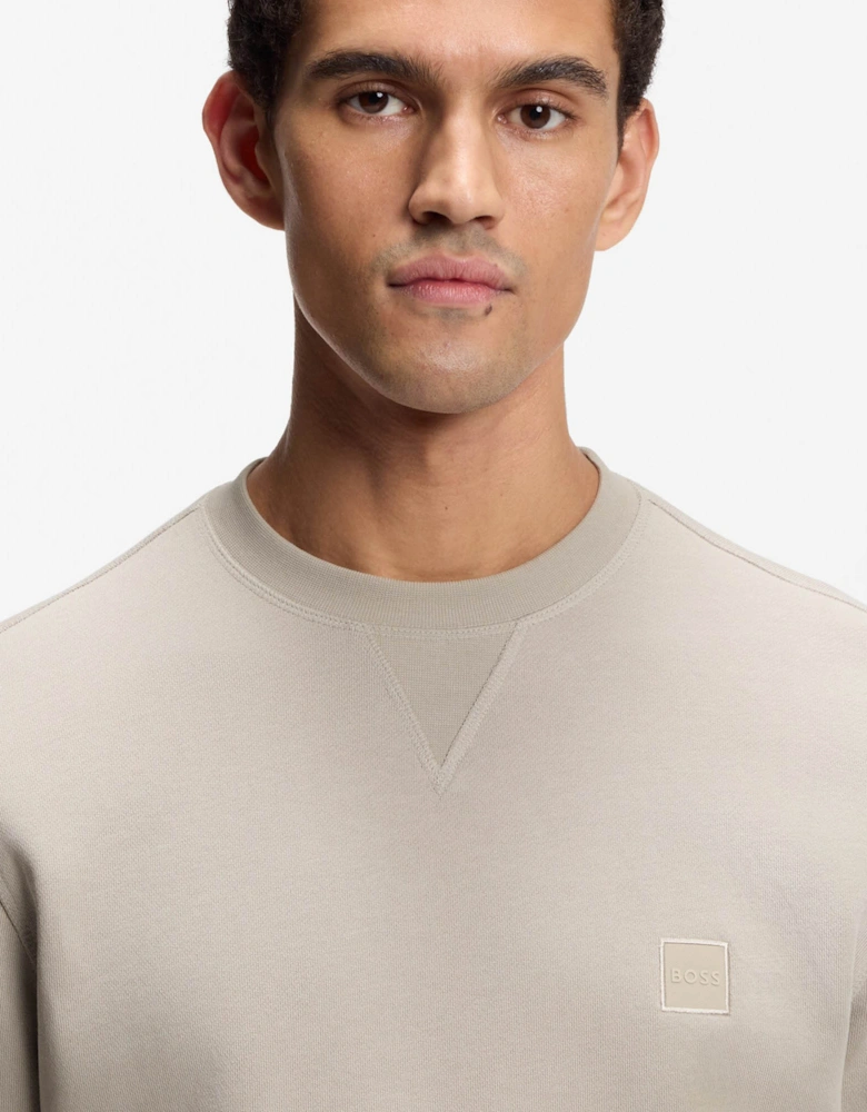 BOSS Orange Westart Mens Crew Neck Sweatshirt With Logo Patch - Open Grey 070