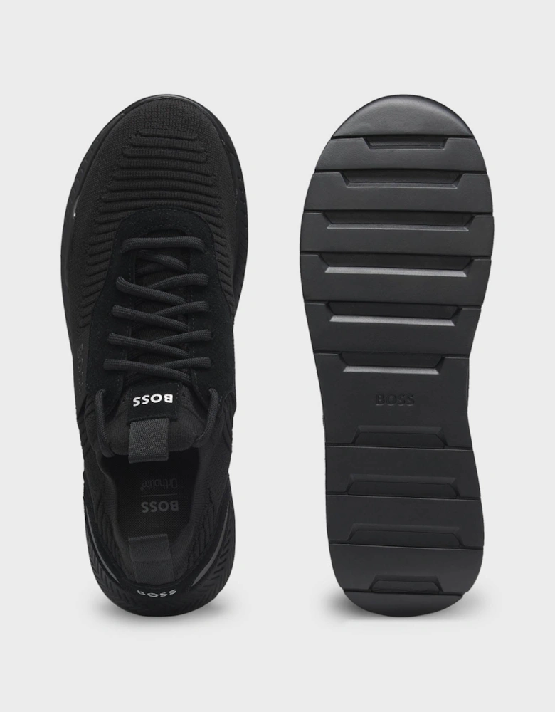 BOSS Orange Titanium_Runn Mens Structured-Knit Sock Trainers With Branding - Black 001