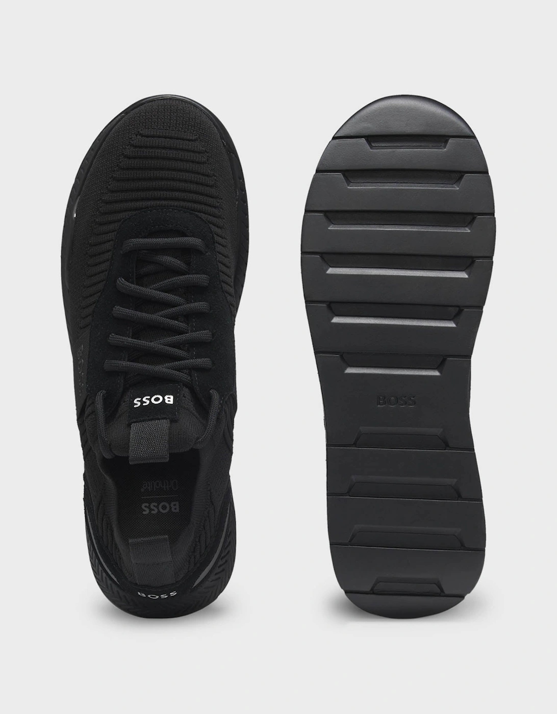 BOSS Orange Titanium_Runn Mens Structured-Knit Sock Trainers With Branding - Black 001