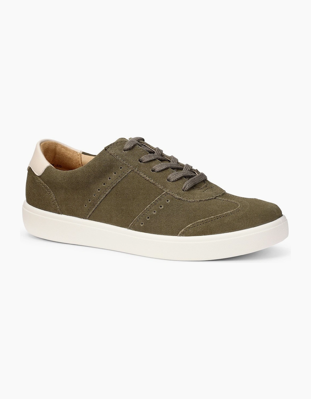 Hotter Women's Khaki Suede Leather Maeve Trainers - Size: 6.5