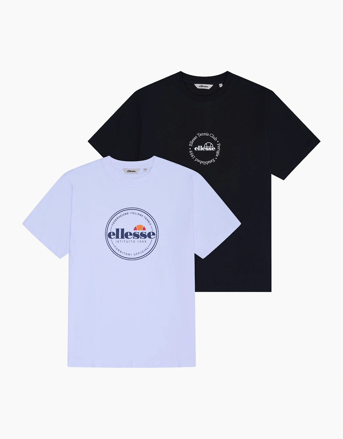 Ellesse Unisex Black/Multi Villo Tee (2 Pack) - /White  M