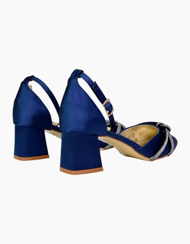 Womens/Ladies Sarah Diamante Ankle Strap Court Shoes