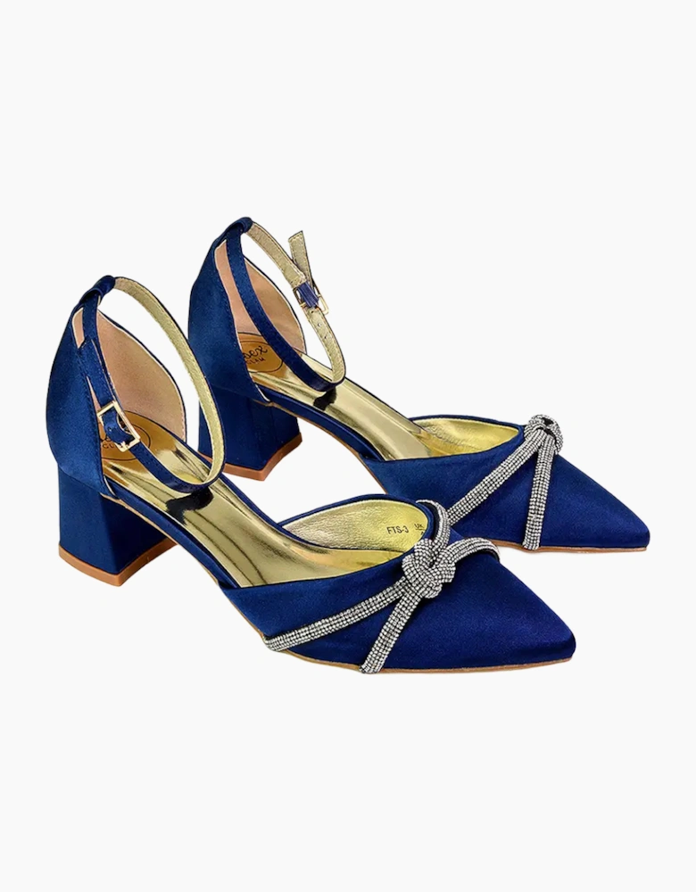 Womens/Ladies Sarah Diamante Ankle Strap Court Shoes