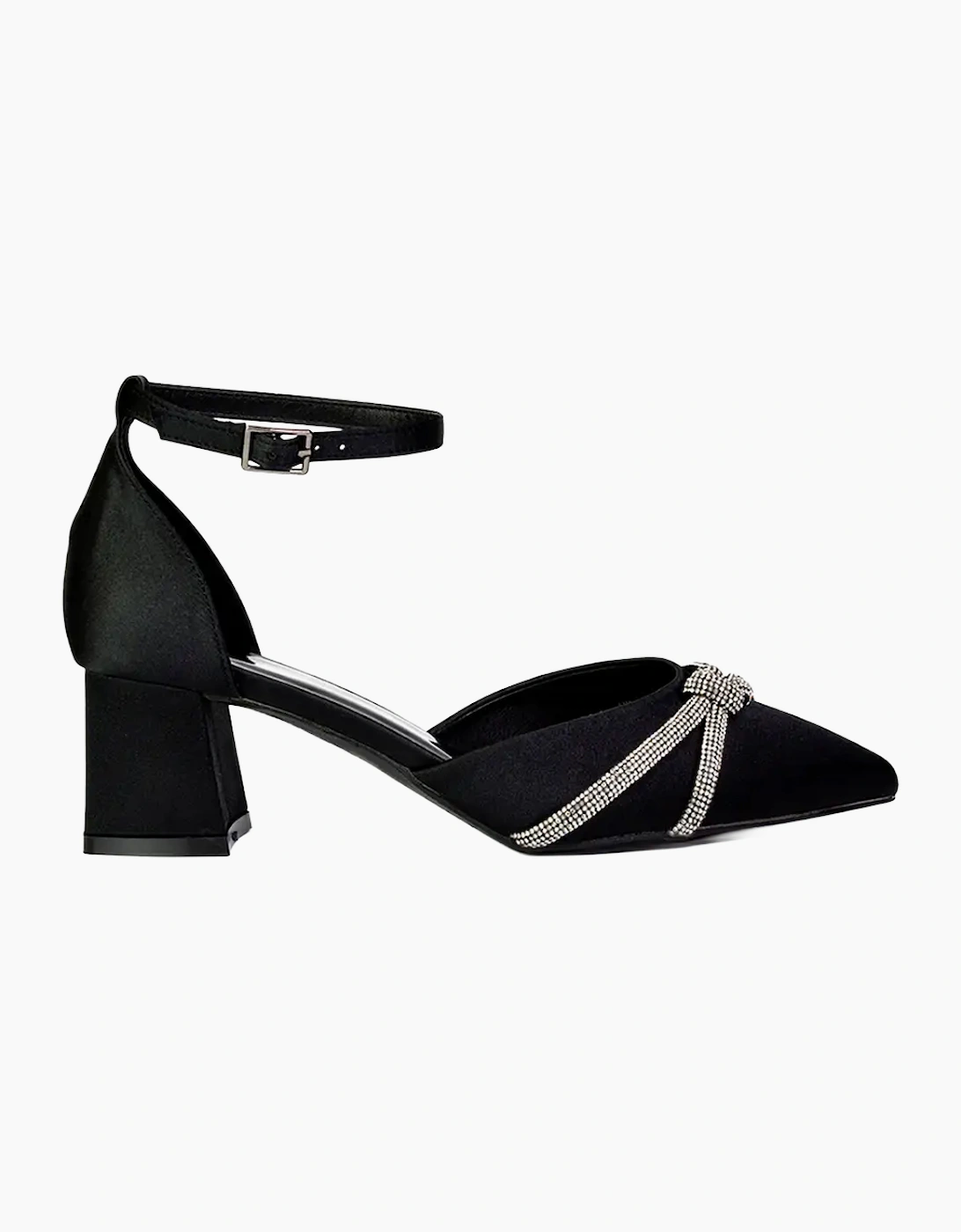 Womens/Ladies Sarah Diamante Ankle Strap Court Shoes