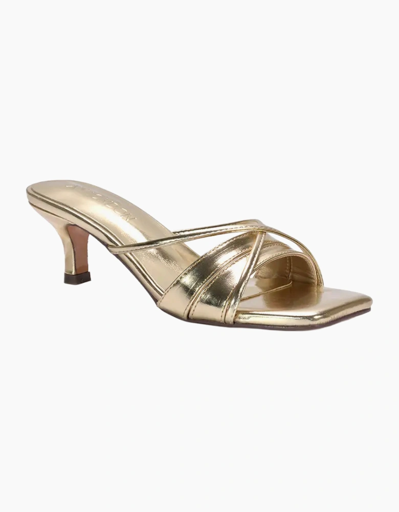 Womens/Ladies Claudia Metallic Strappy Mid Kitten Heel Sandals