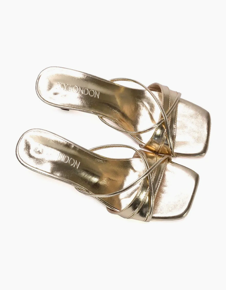 Womens/Ladies Claudia Metallic Strappy Mid Kitten Heel Sandals
