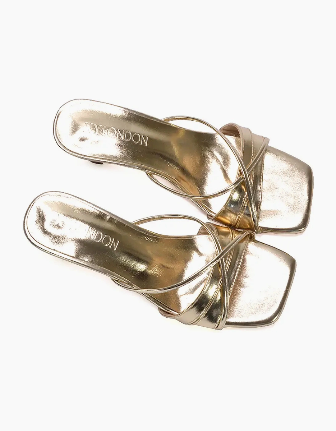 Womens/Ladies Claudia Metallic Strappy Mid Kitten Heel Sandals