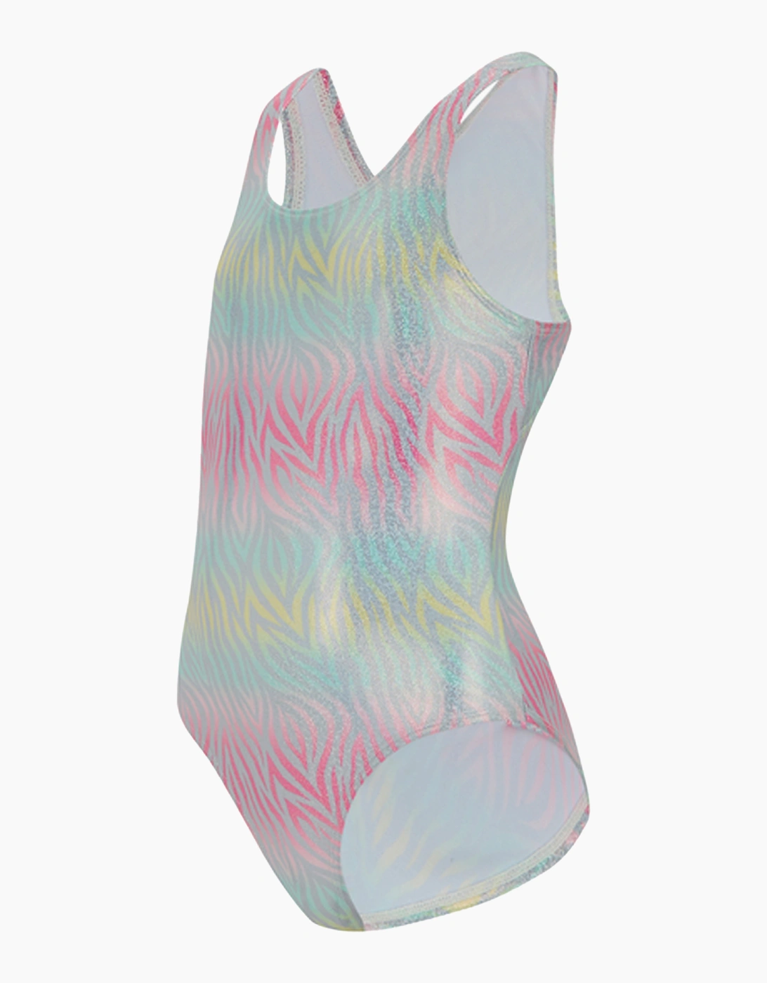 Girls Katrisse Zebra Print Metallic One Piece Swimsuit