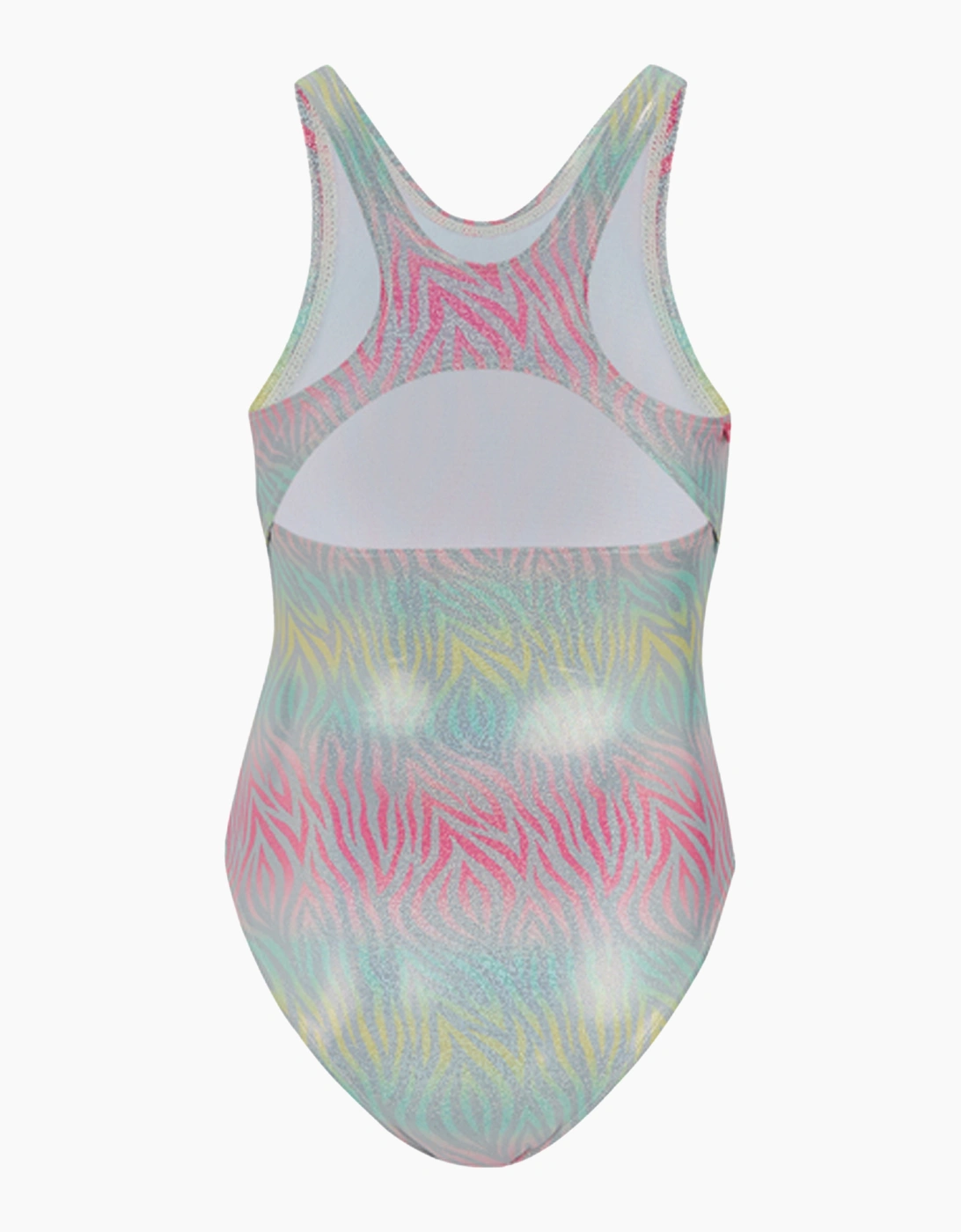 Girls Katrisse Zebra Print Metallic One Piece Swimsuit