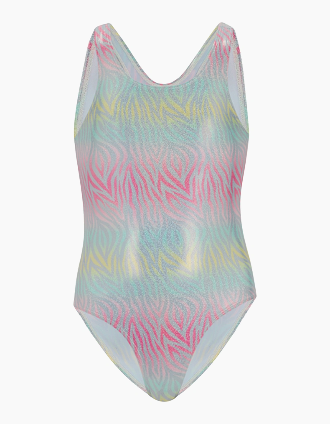 Girls Katrisse Zebra Print Metallic One Piece Swimsuit, 5 of 4