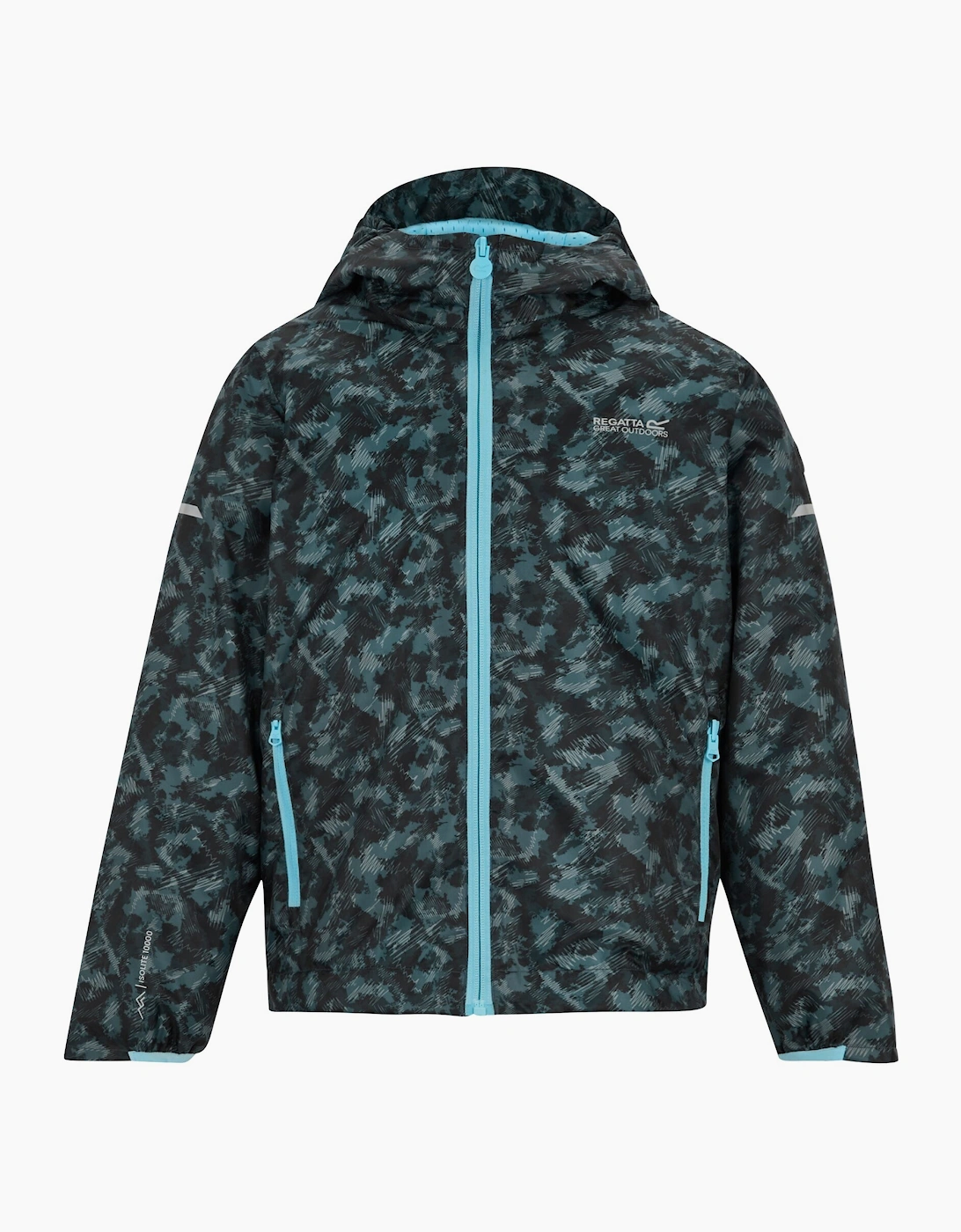 Regatta Unisex Blue Childrens/ Lever Ii Scratched Camo Waterproof Jacket - Size 11 Years/12 Years Kids