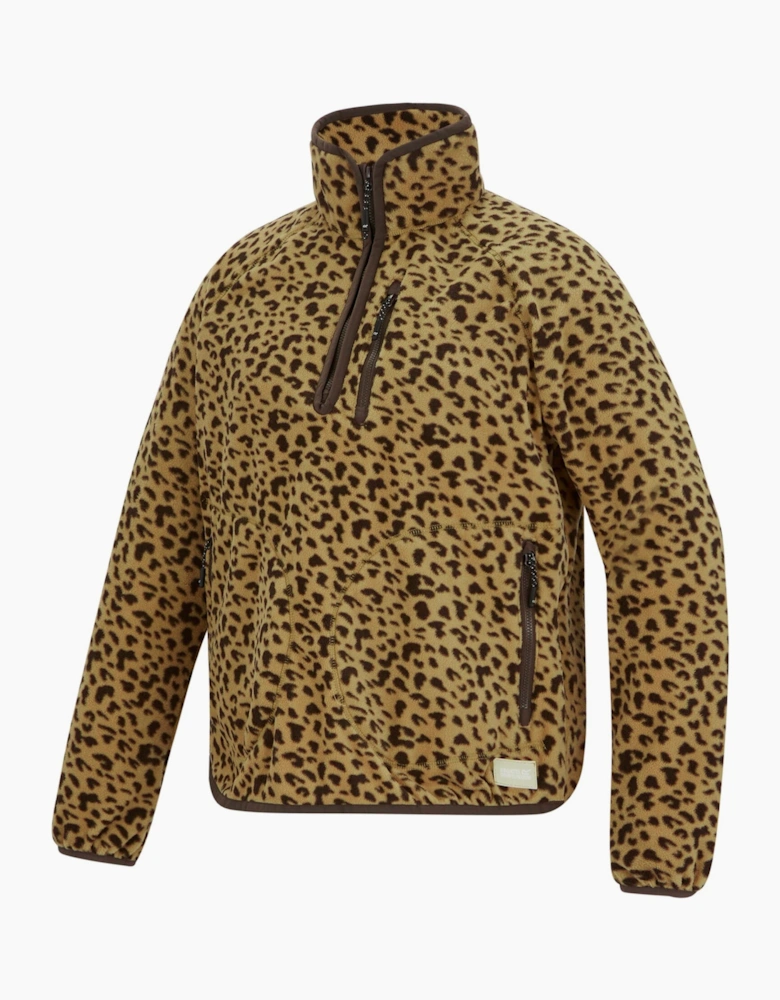 Womens/Ladies Frankie Leopard Print Half Zip Fleece Top