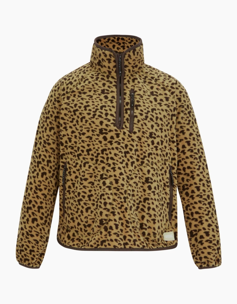 Womens/Ladies Frankie Leopard Print Half Zip Fleece Top