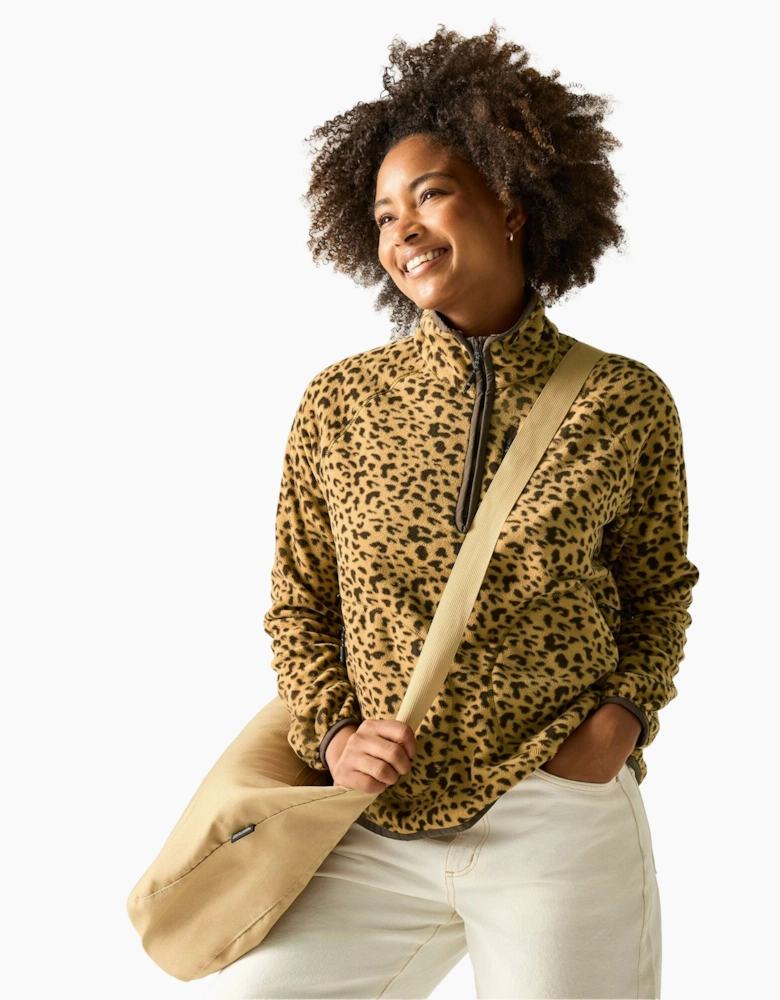 Womens/Ladies Frankie Leopard Print Half Zip Fleece Top