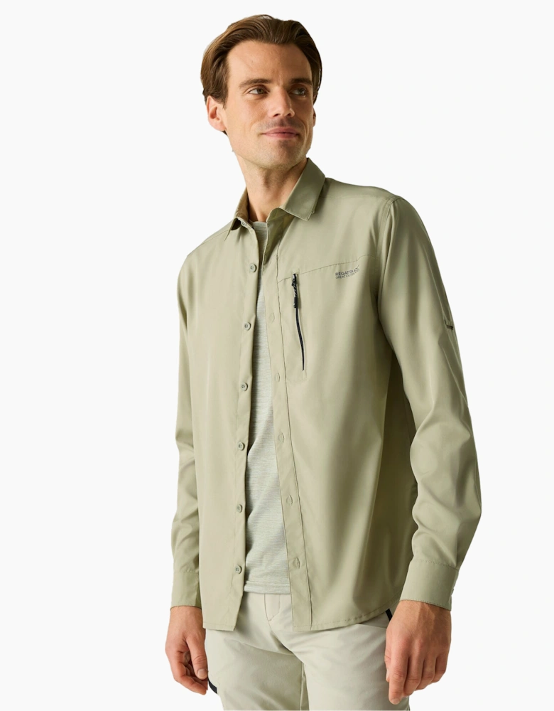 Mens Light Insect Repellent Long-Sleeved Travel Shirt