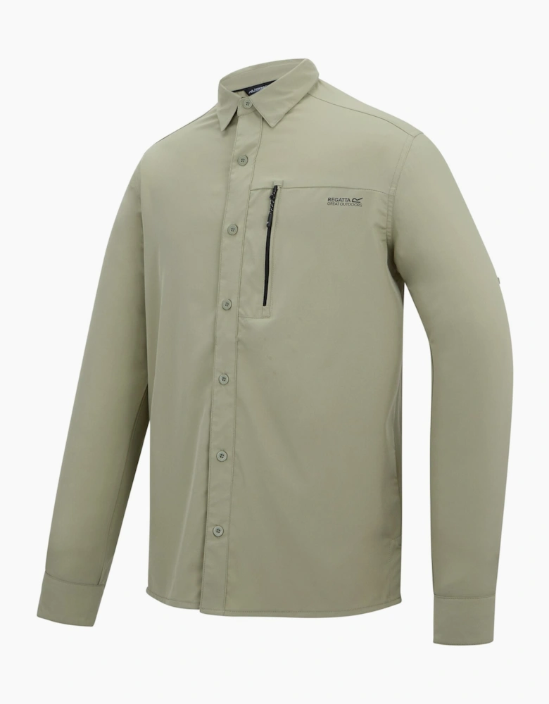 Mens Light Insect Repellent Long-Sleeved Travel Shirt