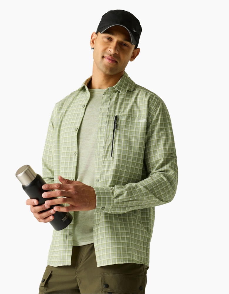 Mens Checked Insect Repellent Travel Shirt