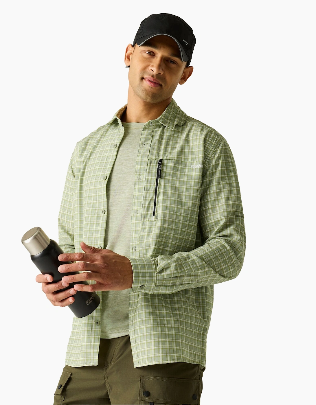 Mens Checked Insect Repellent Travel Shirt