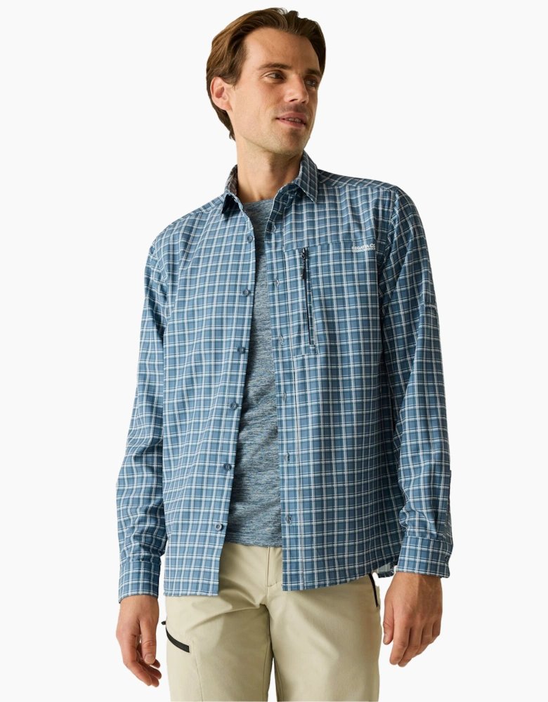 Mens Checked Insect Repellent Travel Shirt