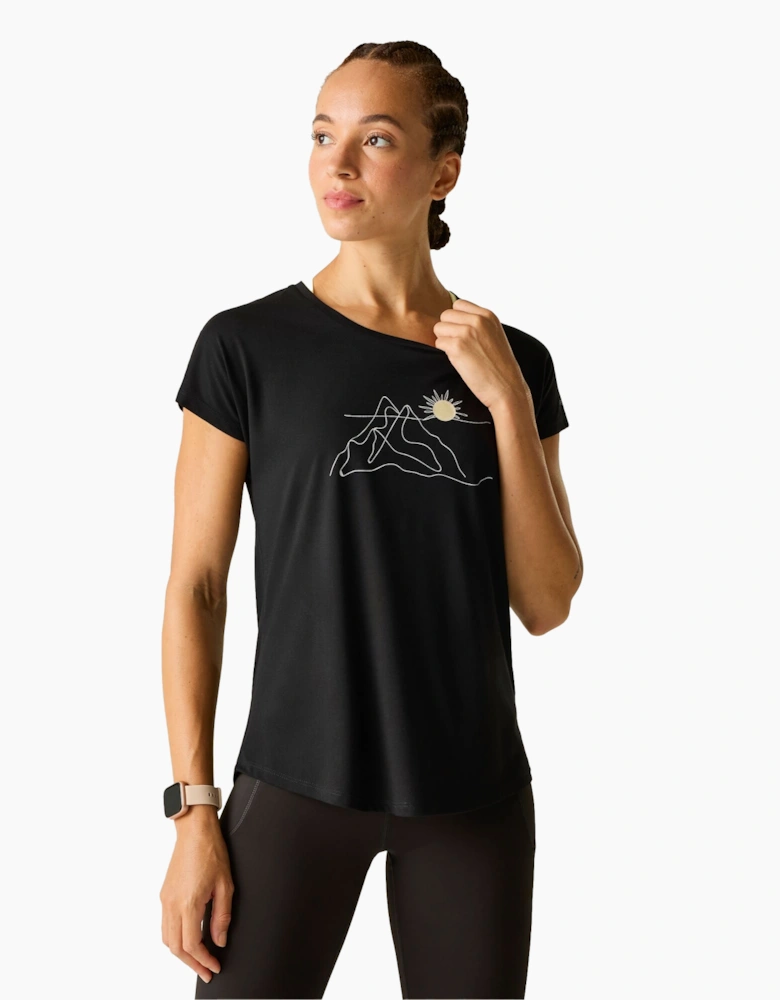 Womens/Ladies Serenity Linear Mountain T-Shirt