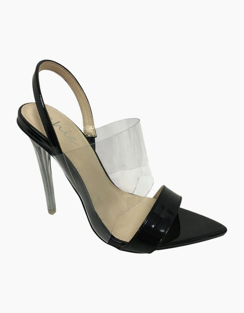 Clear Panel Pointed Sling Back Heels