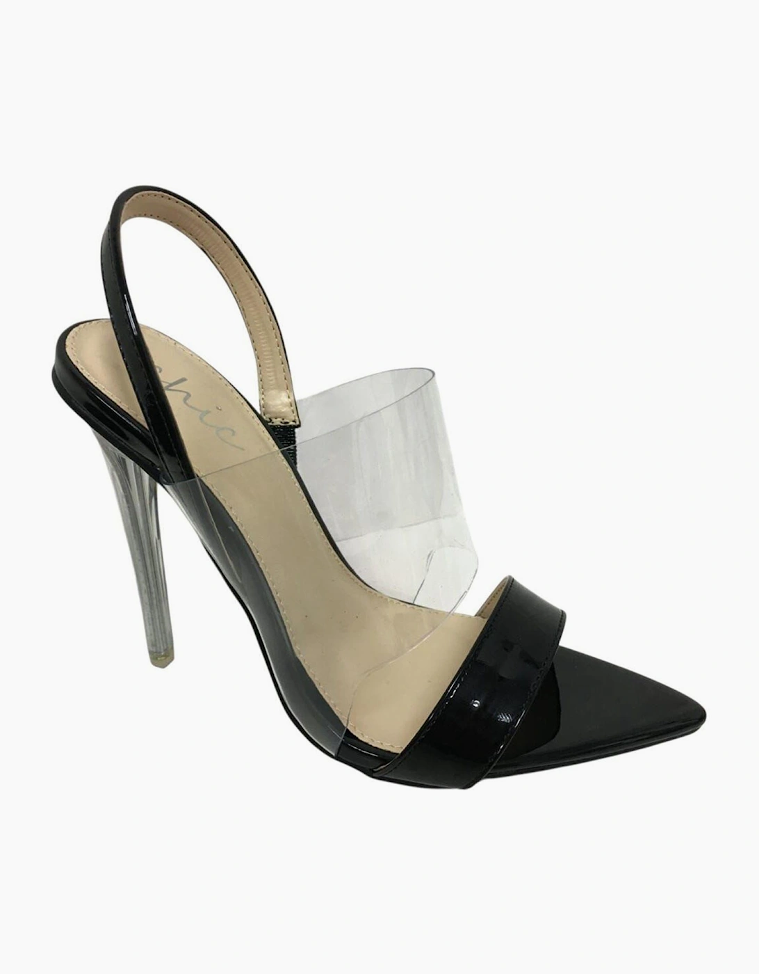 Clear Panel Pointed Sling Back Heels