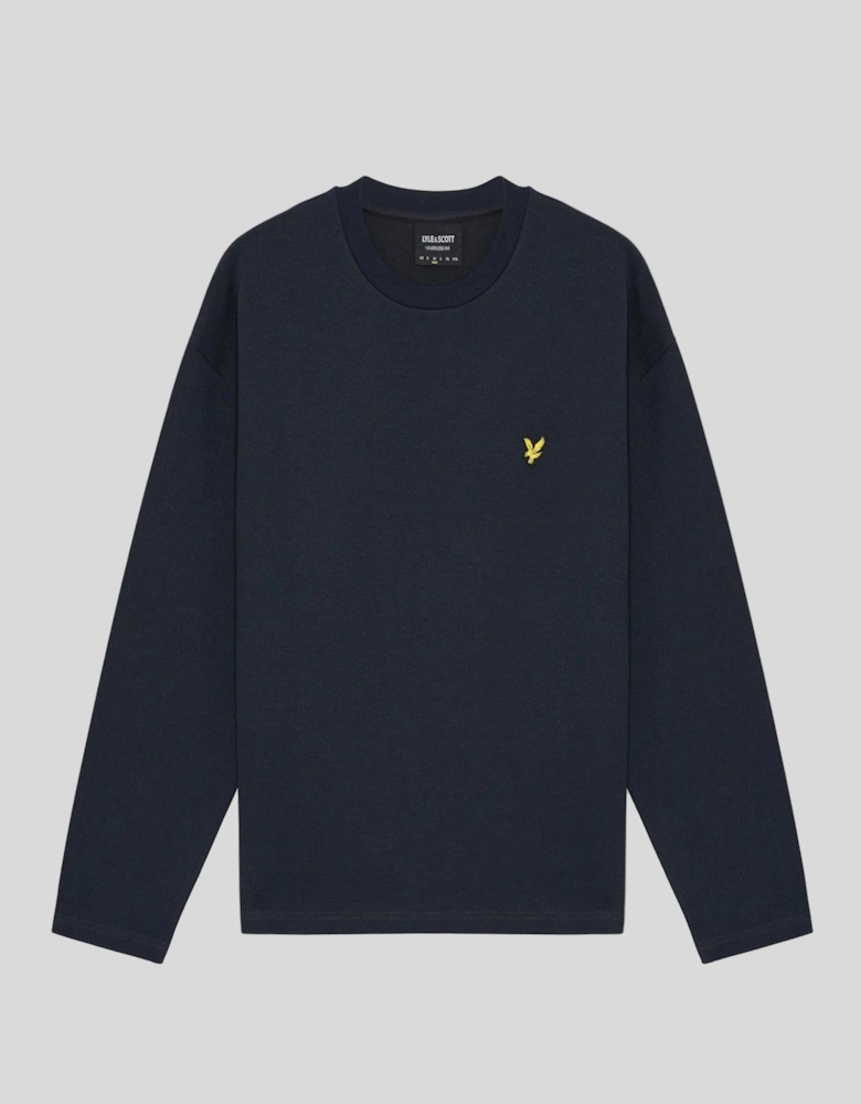 Raised Jacquard Crew Neck Sweatshirt