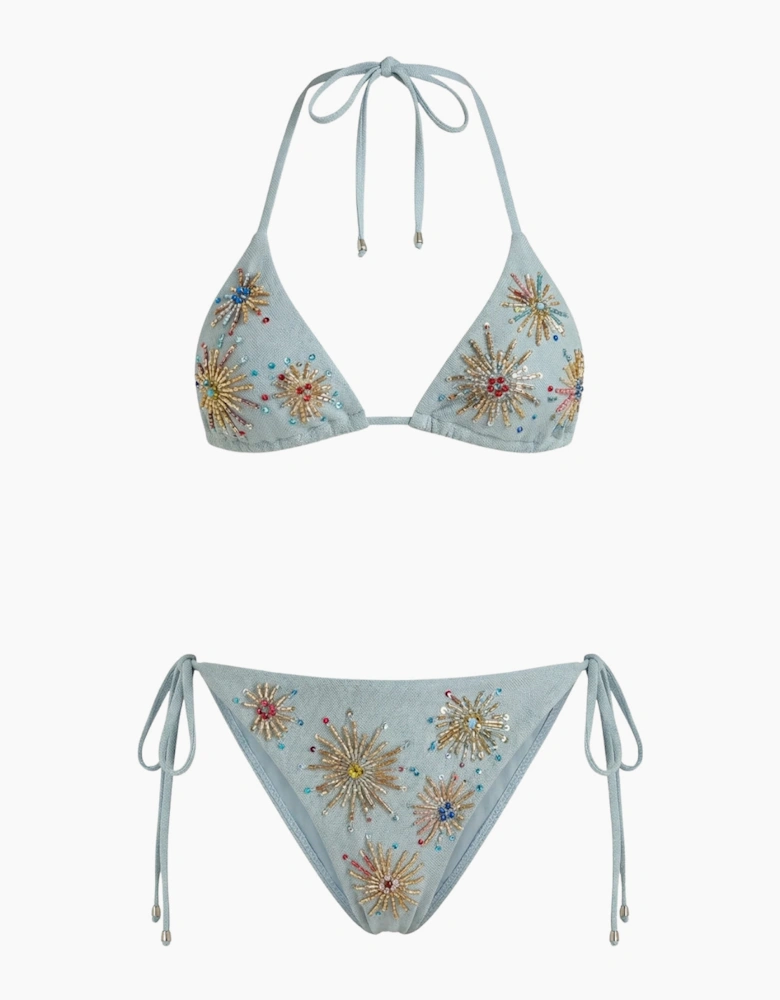 Dina Halter Blue Bikini Bottom