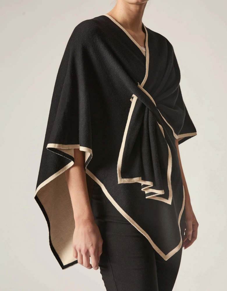 Black Front Knot Poncho