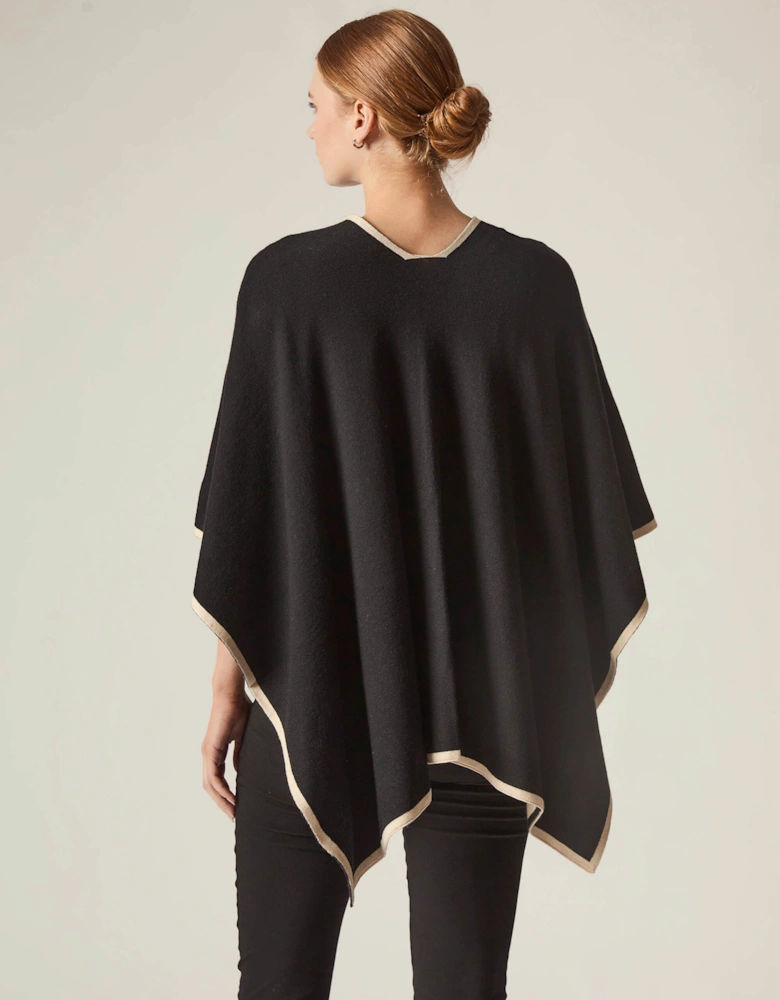 Black Front Knot Poncho