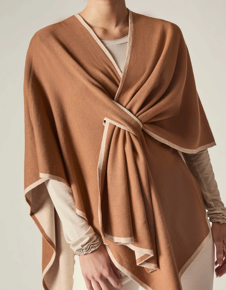Camel Front Knot Poncho