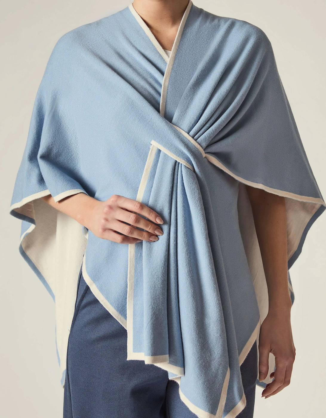 Pale Blue Front Knot Poncho