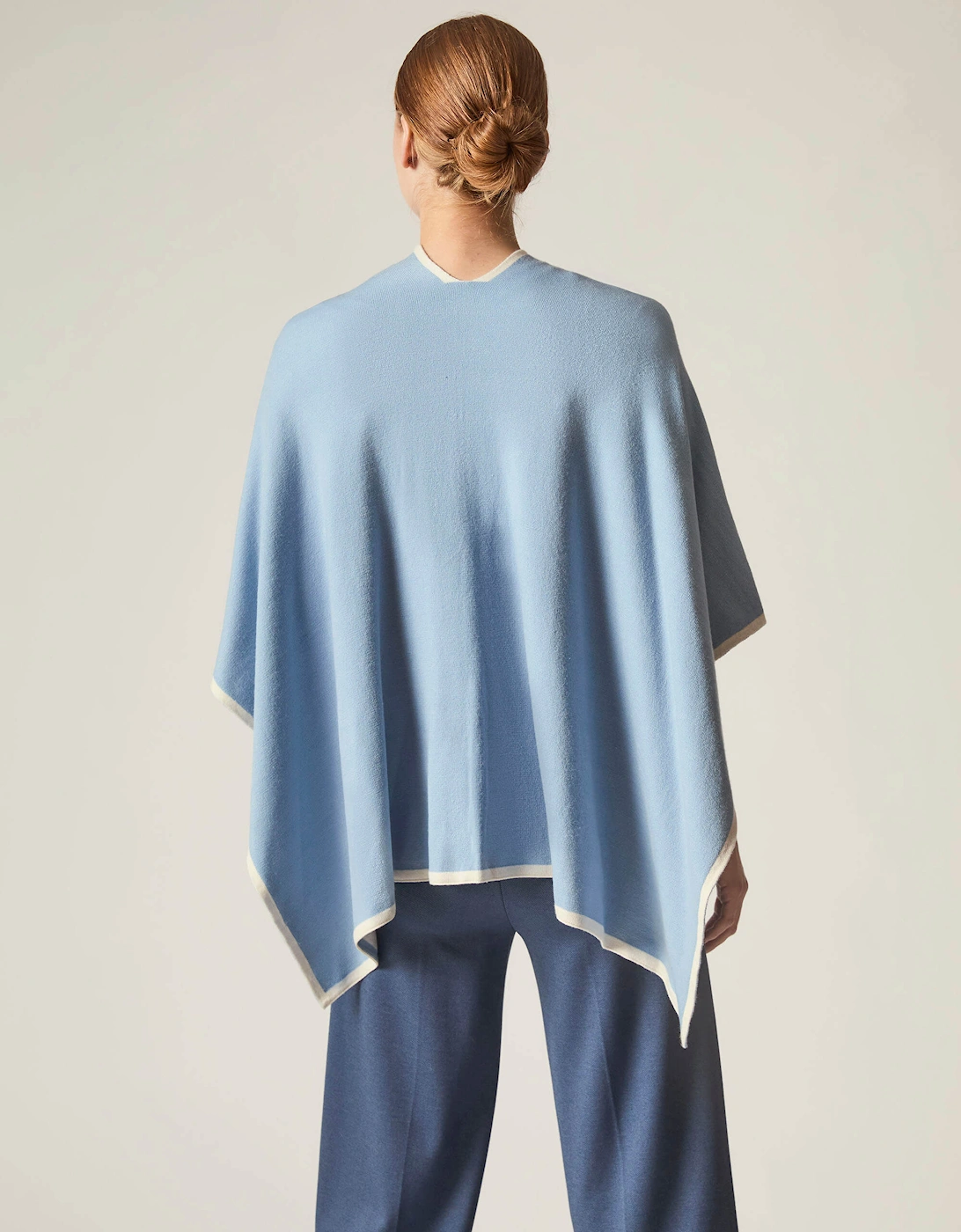 Pale Blue Front Knot Poncho