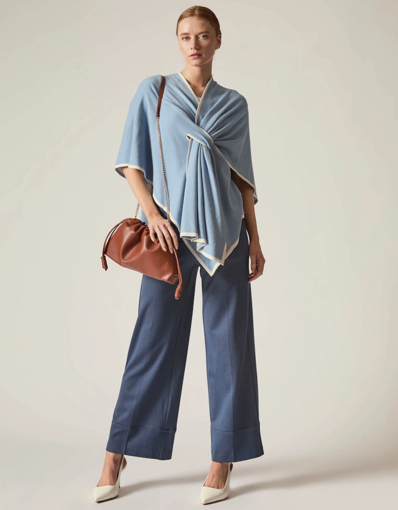 Pale Blue Front Knot Poncho